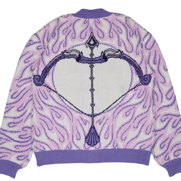 Steady Hands Purple Lavender Flame Bow Arrow Sagittarius Cardigan - Picture 2 of 4